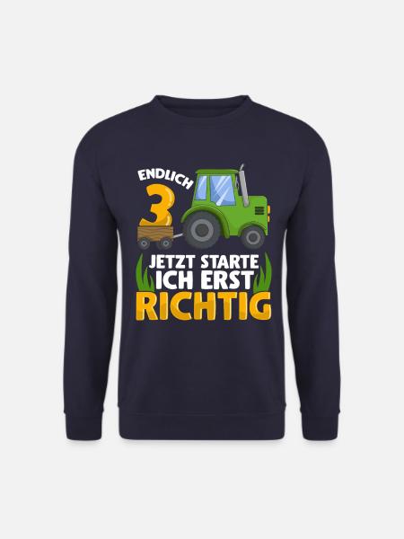 3. Geburtstag Traktor deko ich bin Endlich 3 Jahre - Unisex Pullover - Navy
