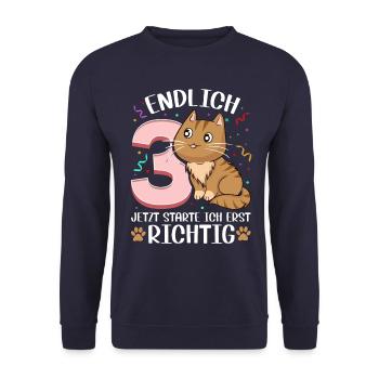 3. Geburtstag Mädchen kleid deko ich bin endlich 3 - Unisex Pullover - Navy - Vorne - Alina (178cm) & Michal (187cm)