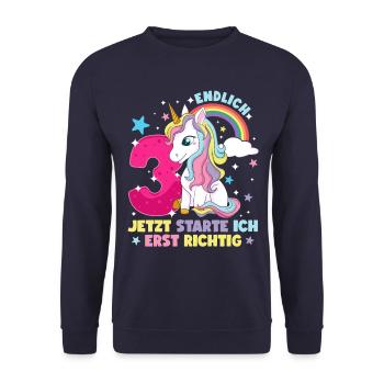 3. Geburtstag Mädchen kleid deko ich bin endlich 3 - Unisex Pullover - Navy - Vorne - Alina (178cm) & Michal (187cm)