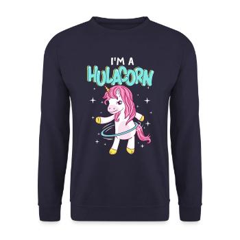 I ́m a Hulacorn Gymnastics Hula - Unisex Sweatshirt - navy - Front - Alina (178cm) & Michal (187cm)
