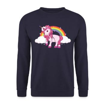 cute fun unicorn school nurse - Unisex Pullover - Navy - Vorne - Alina (178cm) & Michal (187cm)