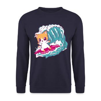 Anime Surfing Kids Kiteboard Surf Kitesurfer - Unisex Pullover - Navy - Vorne - Alina (178cm) & Michal (187cm)