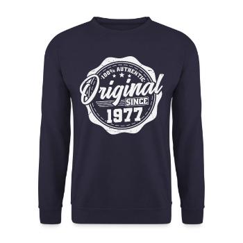 1977 Vintage Vintage Rétro Cadeau d’anniversaire - Sweat-shirt Unisexe - marine - Devant - Alina (178cm) & Michal (187cm)
