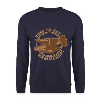 Metalsmith Time To Get Hammered Gift Idea - Unisex Sweatshirt - navy - Front - Alina (178cm) & Michal (187cm)