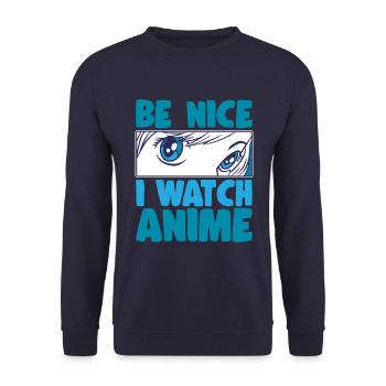 Cute Japanese Manga Women Girls Gift Otaku Kawaii - Unisex Pullover - Navy - Vorne - Alina (178cm) & Michal (187cm)