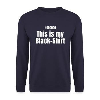 This is my BLACK shirt hexcode - Unisex Pullover - Navy - Vorne - Alina (178cm) & Michal (187cm)