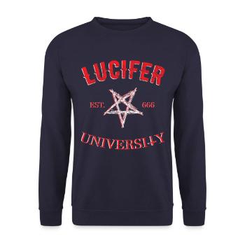 Pentagramm Der Lucifer-universität - Unisex Pullover - Navy - Vorne - Alina (178cm) & Michal (187cm)