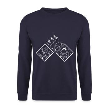 Gemacht für die Berge, Freiheit, Geschenk - Unisex Pullover - Navy - Vorne - Alina (178cm) & Michal (187cm)
