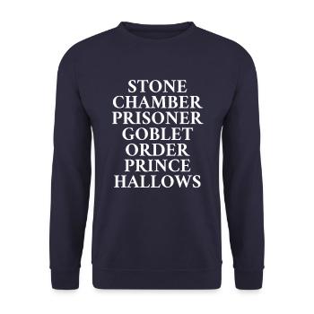 STONE CHAMBER PRISONER GOBLET ORDER PRINCE HALLOWS - Unisex Pullover - Navy - Vorne - Alina (178cm) & Michal (187cm)