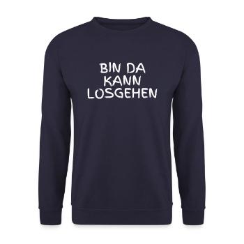 BIN DA KANN LOSGEHEN - Unisex Pullover - Navy - Vorne - Alina (178cm) & Michal (187cm)