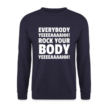 TOUT LE MONDE YEEEEAAAAHH! ROCK VOTRE CORPS YEEEEAAAAHH! - Sweat-shirt Unisexe - marine - Devant - Alina (178cm) & Michal (187cm)