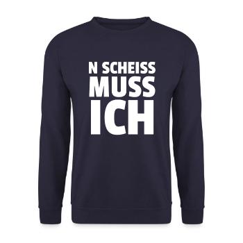 N SCHEISS MUSS ICH - Unisex Pullover - Navy - Vorne - Alina (178cm) & Michal (187cm)