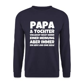 PAPA TOCHTER VIELLEICHT NICHT IMMER EINER MEINUNG - Unisex Pullover - Navy - Vorne - Alina (178cm) & Michal (187cm)