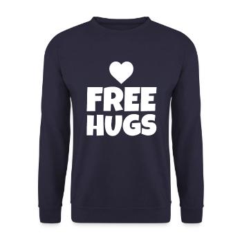 FREE HUGS - Unisex Sweatshirt - navy - Front - Alina (178cm) & Michal (187cm)
