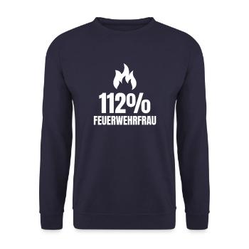 112 FEUERWEHRFRAU - Unisex Pullover - Navy - Vorne - Alina (178cm) & Michal (187cm)