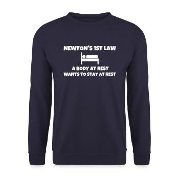 NEWTONS 1ST LAW A BODY AT REST WAN - Unisex Pullover - Navy - Vorne - Alina (178cm) & Michal (187cm)