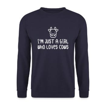 Im Just A Girl Who Loves Cows - Unisex Pullover - Navy - Vorne - Alina (178cm) & Michal (187cm)