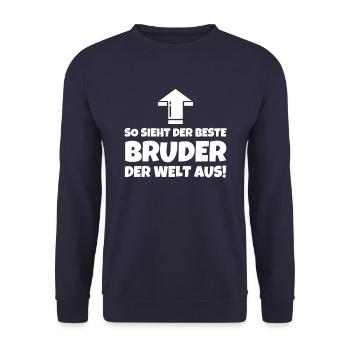 So Sieht Der Beste Bruder Der Welt Aus! - Unisex Pullover - Navy - Vorne - Alina (178cm) & Michal (187cm)