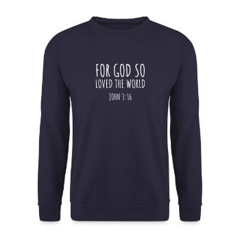 For God So Loved The World - Unisex Pullover - Navy - Vorne - Alina (178cm) & Michal (187cm)