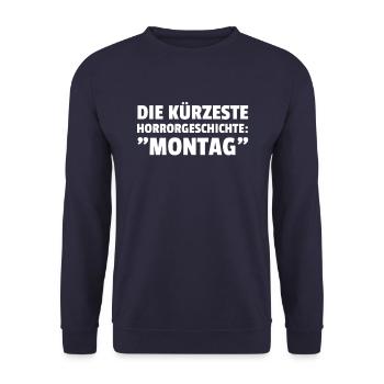 La plus courte histoire d'horreur lundi - Sweat-shirt Unisexe - marine - Devant - Alina (178cm) & Michal (187cm)