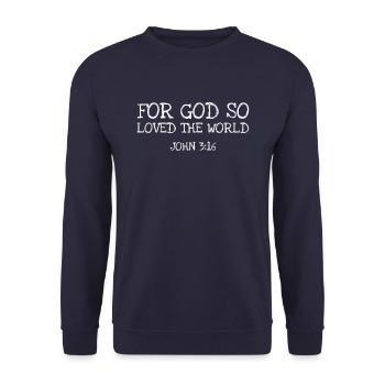 For God So Loved The World - Unisex Pullover - Navy - Vorne - Alina (178cm) & Michal (187cm)
