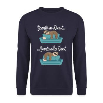 Beamter im Dienst - Unisex Pullover - Navy - Vorne - Alina (178cm) & Michal (187cm)