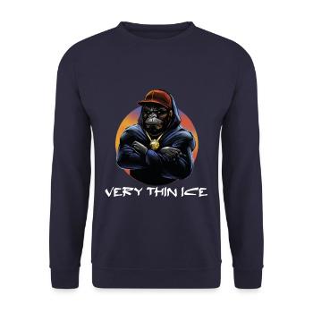 Very Thin Ice / Saying / Coffee Saying - Unisex Sweatshirt - navy - Front - Alina (178cm) & Michal (187cm)
