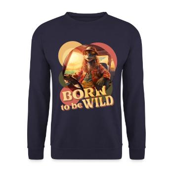 . Adventurous Hippie Iguana - Unisex Sweatshirt - navy - Front - Alina (178cm) & Michal (187cm)