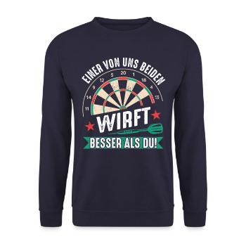 Dart Darts Dartspieler Dartsport - Unisex Pullover - Navy - Vorne - Alina (178cm) & Michal (187cm)