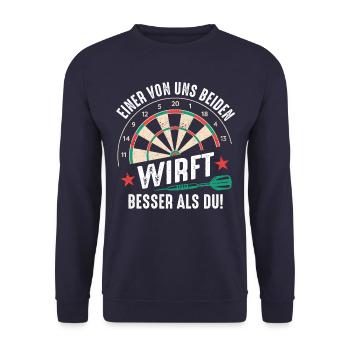 Dart Darts Dartspieler Dartsport - Unisex Pullover - Navy - Vorne - Alina (178cm) & Michal (187cm)