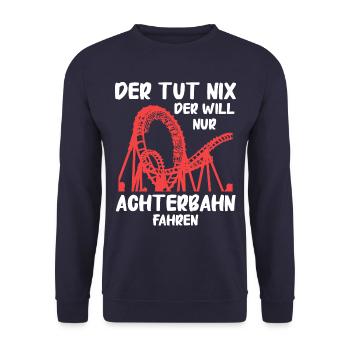 Achterbahn Freizeitpark Roller Coaster - Unisex Pullover - Navy - Vorne - Alina (178cm) & Michal (187cm)