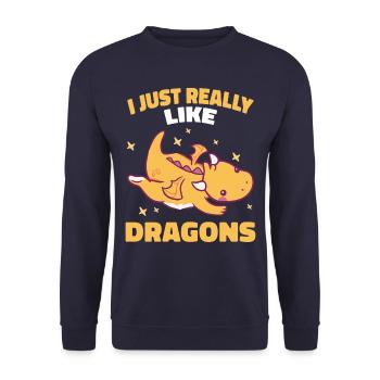 Drache Mystisch Drachen Fantasie - Unisex Pullover - Navy - Vorne - Alina (178cm) & Michal (187cm)