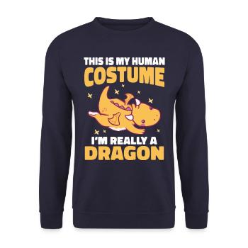 Drache Mystisch Drachen Fantasie - Unisex Pullover - Navy - Vorne - Alina (178cm) & Michal (187cm)