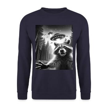 Alien UFO Aliens Außerirdischer - Unisex Pullover - Navy - Vorne - Alina (178cm) & Michal (187cm)