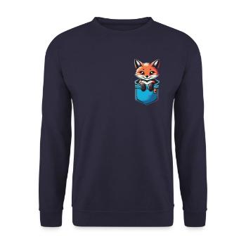 Fuchs Füchse Tier - Unisex Pullover - Navy - Vorne - Alina (178cm) & Michal (187cm)