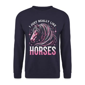 Horse Riding Horse Riding Horse Riding Jump Riding - Unisex Sweatshirt - navy - Front - Alina (178cm) & Michal (187cm)