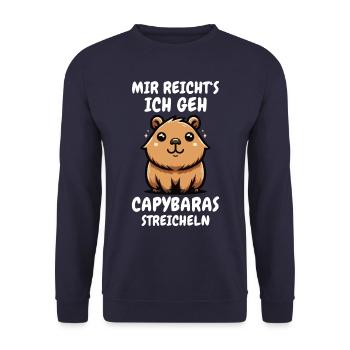 Capybara Wasserschwein Capybaras - Unisex Pullover - Navy - Vorne - Alina (178cm) & Michal (187cm)