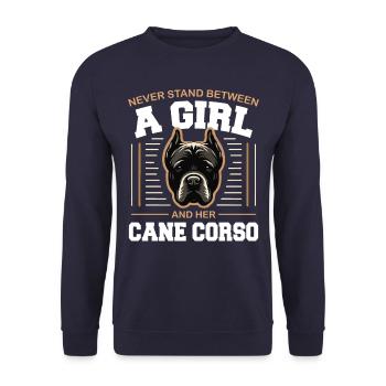 Cane Corso Chien - Sweat-shirt Unisexe - marine - Devant - Alina (178cm) & Michal (187cm)