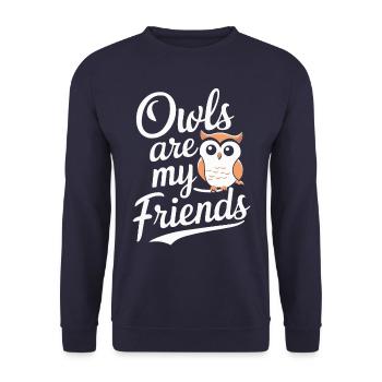 Eule Vogel Tier Eulen - Unisex Pullover - Navy - Vorne - Alina (178cm) & Michal (187cm)