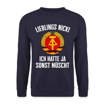 East Germany East East East GDR Home Eastern Bloc - Unisex Sweatshirt - navy - Front - Alina (178cm) & Michal (187cm)