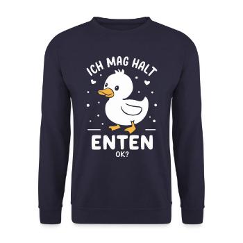 Mallard, Duck, Duck, Dark Duck, Bird - Unisex Sweatshirt - navy - Front - Alina (178cm) & Michal (187cm)