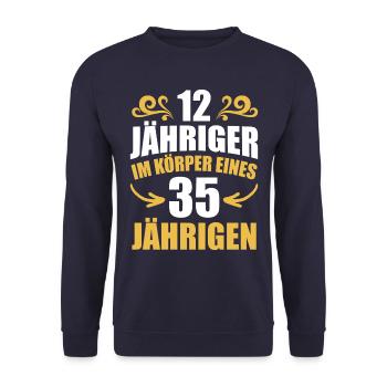 Birthday gift 35 years birthday boy - Unisex Sweatshirt - navy - Front - Alina (178cm) & Michal (187cm)