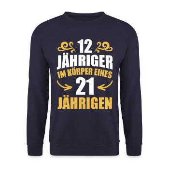 Birthday Gift 21 Years Birthday Boy - Unisex Sweatshirt - navy - Front - Alina (178cm) & Michal (187cm)