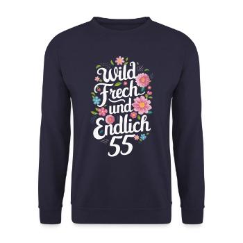Cadeau d’anniversaire 55 ans Anniversaire Enfant - Sweat-shirt Unisexe - marine - Devant - Alina (178cm) & Michal (187cm)