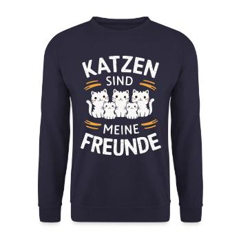 Chat Chaton Mâle Animal Chats - Sweat-shirt Unisexe - marine - Devant - Alina (178cm) & Michal (187cm)
