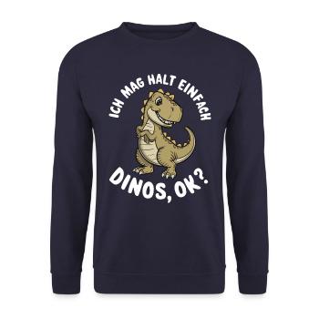 Dinosaur Dino Tyrannosaurus Rex Dinos Dinosaur - Unisex Sweatshirt - navy - Front - Alina (178cm) & Michal (187cm)