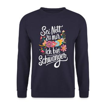 Pregnancy Announce Baby Birth Pregnant - Unisex Sweatshirt - navy - Front - Alina (178cm) & Michal (187cm)
