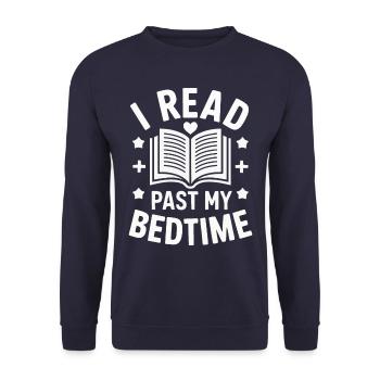 Bücher Buch lesen Bücherei Bibliothek Bücherwurm - Unisex Pullover - Navy - Vorne - Alina (178cm) & Michal (187cm)