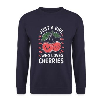 Kirsche Kirschen Früchte Essen - Unisex Pullover - Navy - Vorne - Alina (178cm) & Michal (187cm)