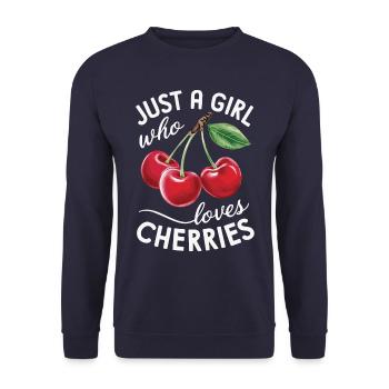 Kirsche Kirschen Früchte Essen - Unisex Pullover - Navy - Vorne - Alina (178cm) & Michal (187cm)